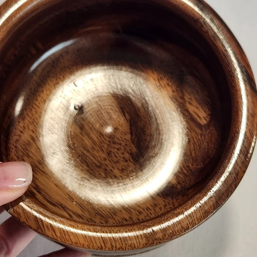 Hand Crafted Lidded Wood Bowl with Finial on Top Trinket‎ Bowl Engraved 